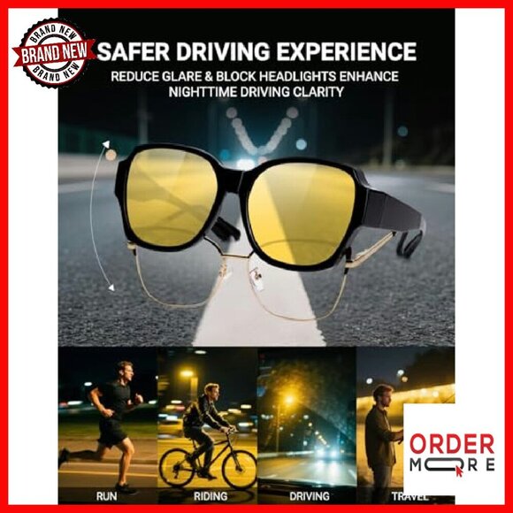 Polarized Night Driving Glasses Folding Oversized Fit Over Prescription main image 6
